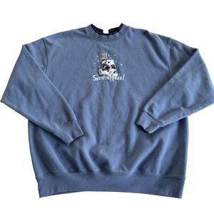 Vintage 90s Women's M&C Sportswear Sweatshirt Blue Teddy Bear Snow Grandma Sz XL